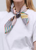 JANE CARR - THE TRICOT PETIT FOULARD - Pink and green multicolour printed silk twill scarf - model