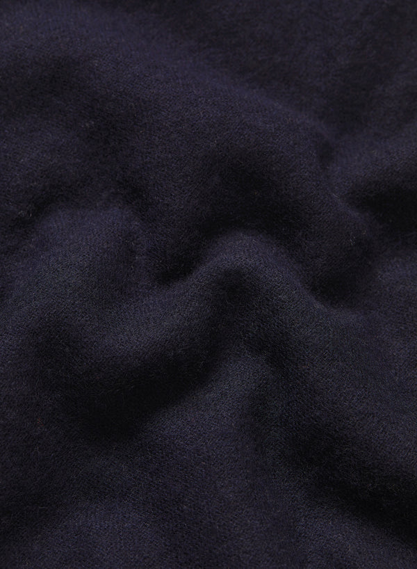 JANE CARR - THE FRAY SCARF - Navy woven pure cashmere scarf - detail