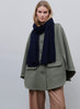 JANE CARR - THE FRAY SCARF - Navy woven pure cashmere scarf - model