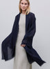 JANE CARR, THE COSMOS SCARF - Navy cashmere scarf with dark silver Lurex - model