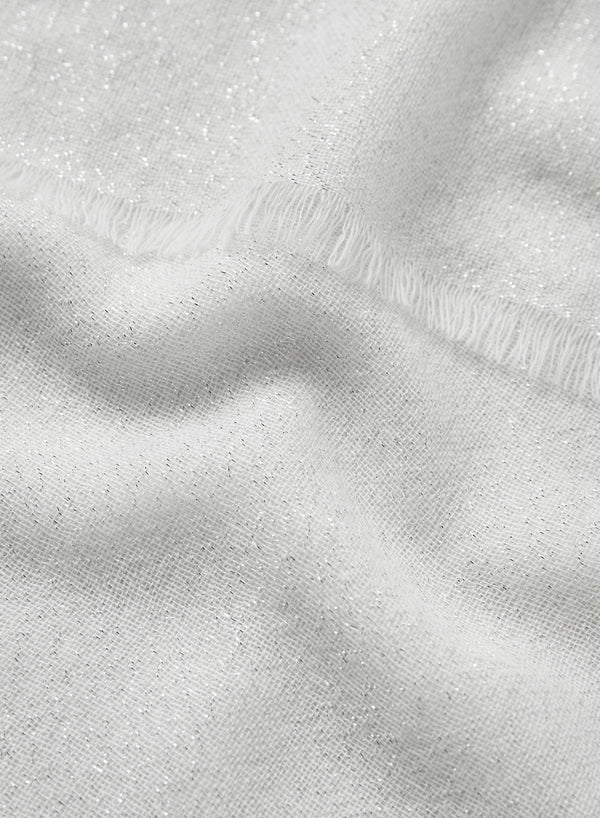 JANE CARR - THE COSMOS SCARF - White cashmere scarf with silver Lurex - detail