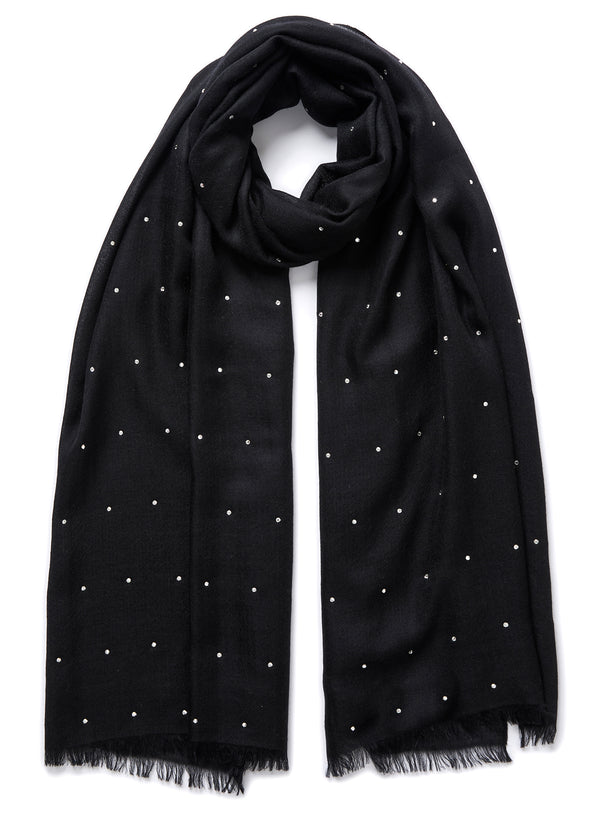 THE CRYSTAL WRAP - Black cashmere wrap with Swarovski crystals - tied