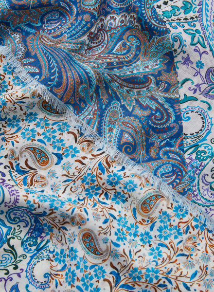 JANE CARR 240111-1109 – The Paisley Wrap – Modal – Cashmere – Col. Delft - Detail