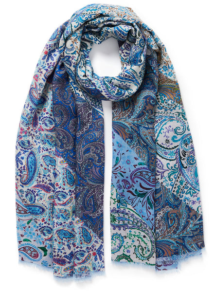 JANE CARR 240111-1109 – The Paisley Wrap – Modal – Cashmere – Col. Delft - Tied