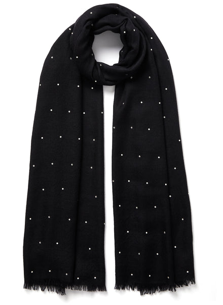 THE CRYSTAL WRAP - Black cashmere wrap with Swarovski crystals - tied