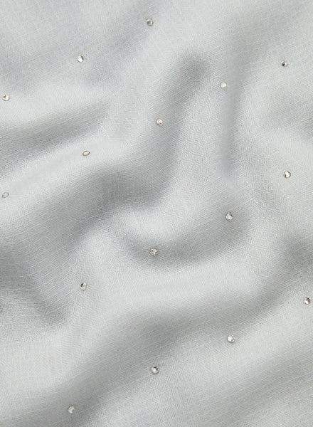 THE CRYSTAL WRAP - Pale grey cashmere wrap with Swarovski crystals - detail