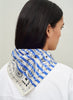 THE BRETON NECKERCHIEF - Blue and stone printed cotton and silk scarf - model 1