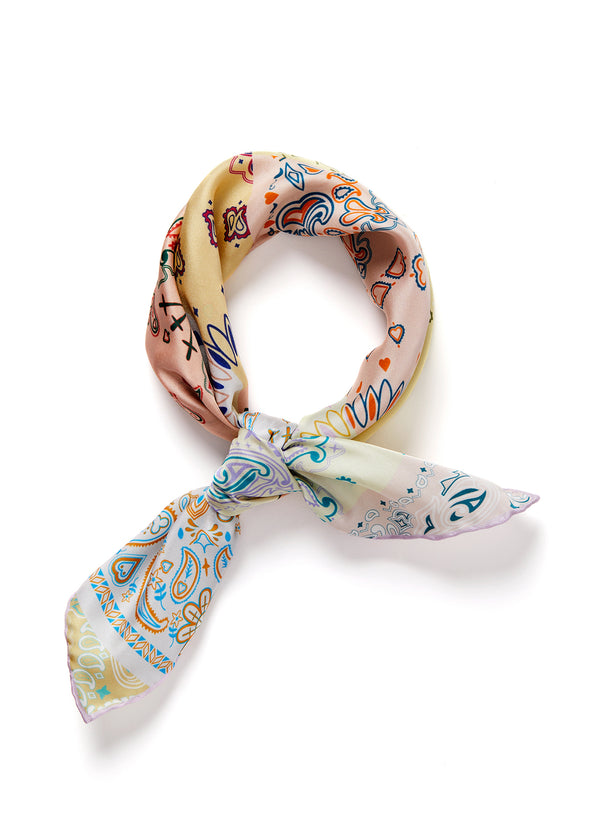 JANE CARR 240146B-0208 – The Hankie Neckerchief – Silk Twill – Col. Confetti - Tied