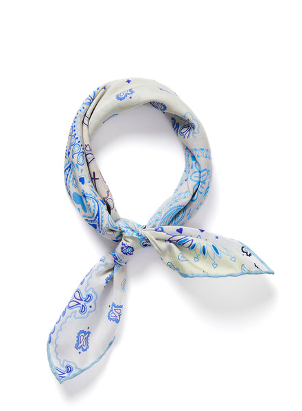 JANE CARR 240146B-2609 – The Hankie Neckerchief – Cotton – Silk – Col. Delft - Tied