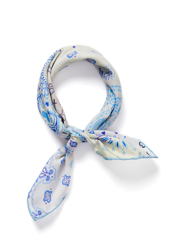 JANE CARR 240146B-2609 – The Hankie Neckerchief – Cotton – Silk – Col. Delft - Tied