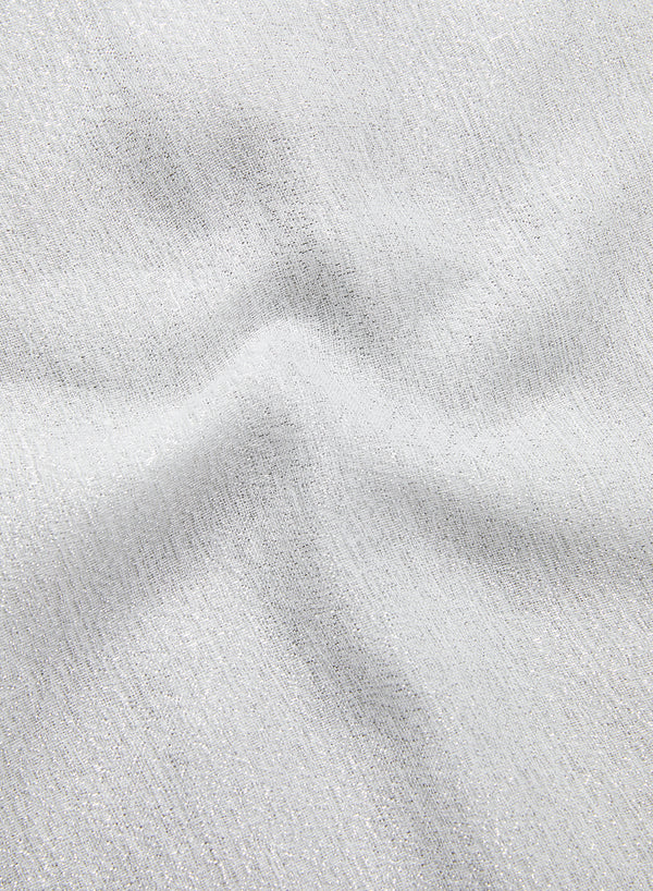 THE SUMMER COSMOS SCARF - White cashmere and linen scarf with silver Lurex - detail