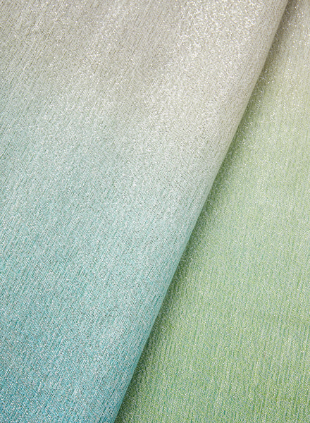 THE LOLLIPOP - Green, turquoise and white dip dye cashmere and linen wrap with Lurex