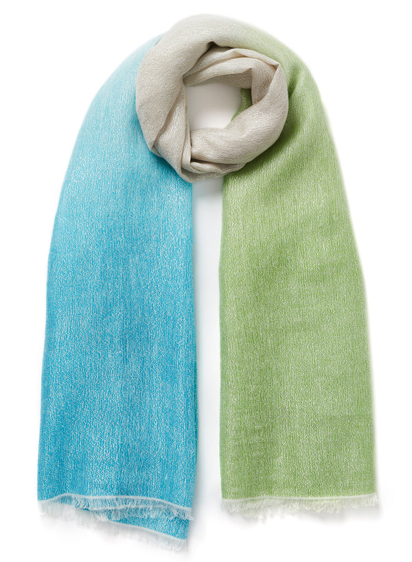 The Lollipop Metallic Cashmere Blend Scarf, Mantis - JANECARR