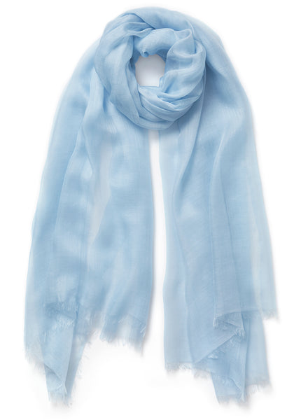 THE CLOUD - Pale blue sheer modal and cashmere-blend wrap - tied