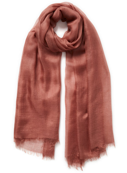 THE CLOUD - Terracotta sheer modal and cashmere-blend wrap - tied