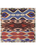 THE IKAT SQUARE - Red and blue multicolour printed modal and cashmere scarf - Flat