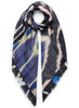 THE IKAT SQUARE - Blue multicolour printed modal and cashmere scarf - Tied