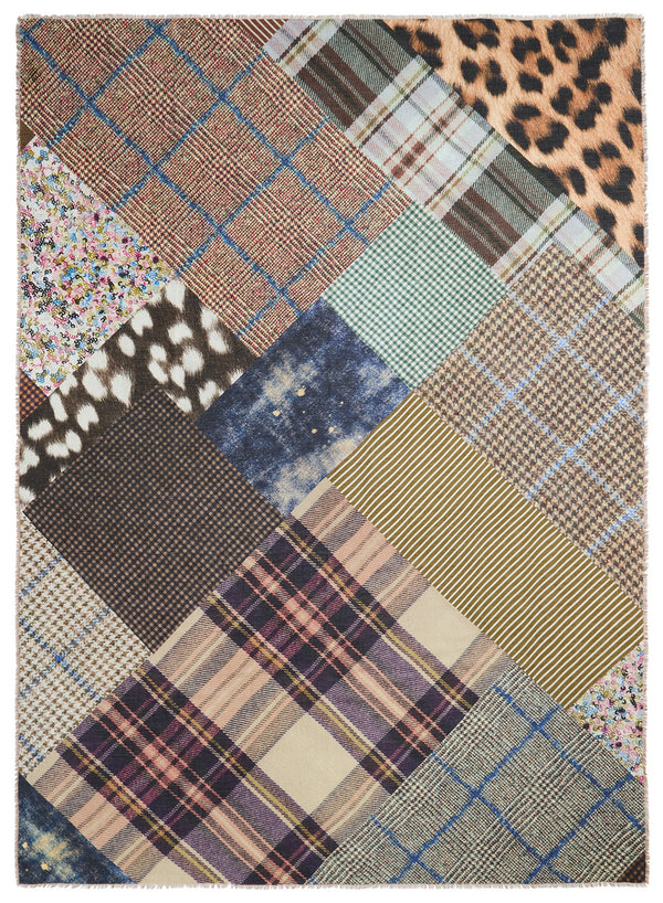 JANECARR 240311-1107 – The Patch Wrap – Modal – Cashmere – Col. Coffee Beige - flat