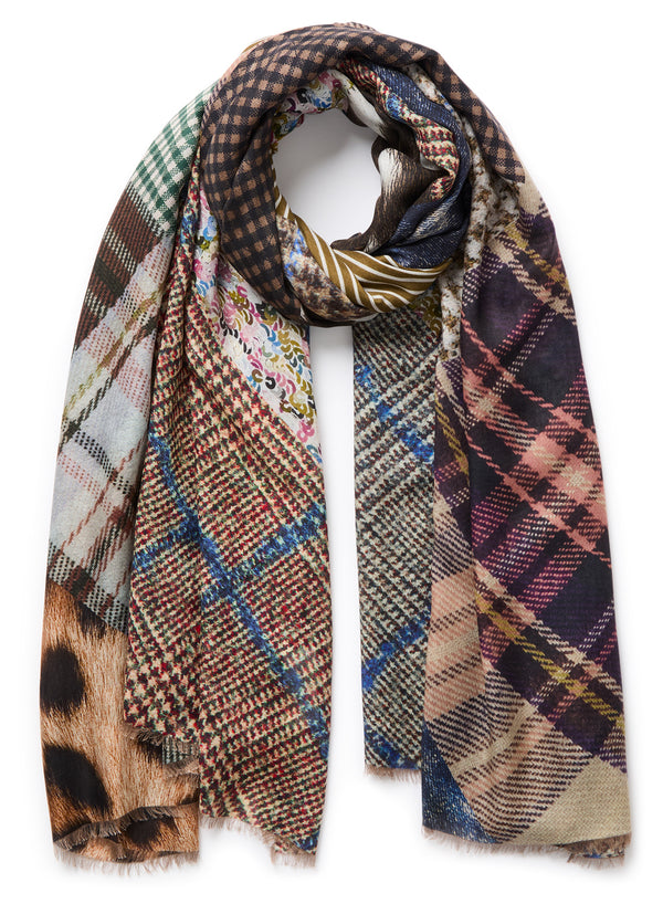 JANECARR 240311-1107 – The Patch Wrap – Modal – Cashmere – Col. Coffee Beige - tied