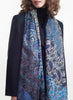 THE PAISLEY WRAP - Tonal blue printed modal and cashmere scarf - Model