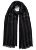 THE SKYLINE - Black cashmere scarf with silver stripes - Tied