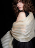 THE SKYLINE - Ecru cashmere scarf with silver stripes - Model