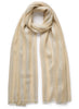 THE SKYLINE - Ecru cashmere scarf with silver stripes - Tied