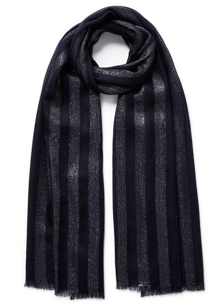 JANECARR 240318-7725 – The Skyline Scarf – Cashmere – Lurex – Col. Navy - tied
