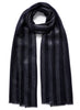 THE SKYLINE - Navy cashmere scarf with silver stripes - Tied