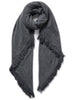 THE CHALET SQUARE - Dark grey fringed pure cashmere scarf - Tied