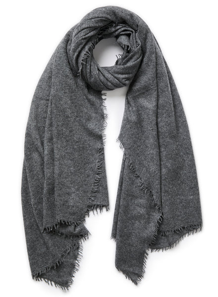 THE LUXE - Dark grey oversized cashmere knit wrap - Tied