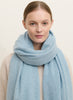 THE LUXE - Light blue oversized cashmere knit wrap - model