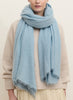 THE LUXE - Light blue oversized cashmere knit wrap - Female model