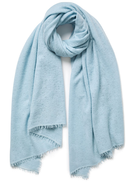 THE LUXE - Light blue oversized cashmere knit wrap - Tied