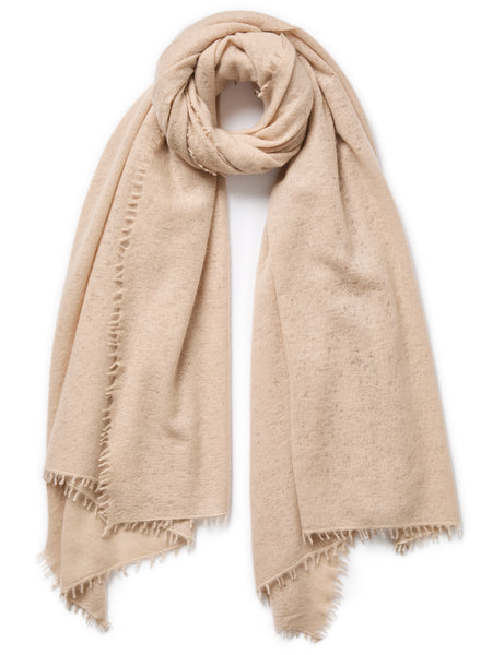 THE LUXE - Neutral pink oversized cashmere knit wrap- Tied