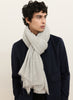 JANE CARR The Luxe in Mist, pale grey oversized cashmere knit wrap - male model