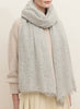 JANE CARR The Luxe in Mist, pale grey oversized cashmere knit wrap – model