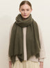 THE LUXE - Khaki green oversized cashmere knit wrap - model