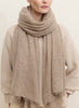 JANE CARR The Luxe in Taupe, taupe oversized pure cashmere knit wrap - female model
