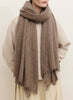 THE LUXE - Dark taupe oversized cashmere knit wrap - model