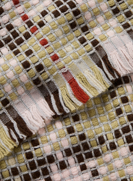 THE PLAID SCARF - Green, pink and red checked wool and cashmere scarf - Detail