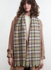 THE PLAID SCARF - Green, pink and red checked wool and cashmere scarf - Model