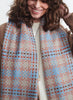 THE PLAID SCARF - Blue, pink and neutral checked wool and cashmere scarf - Model