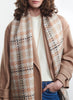 THE PLAID SCARF - Tan neutral checked wool and cashmere scarf - Model