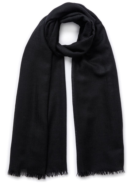 THE LÉGÈRE - Black fine pure cashmere scarf - Tied