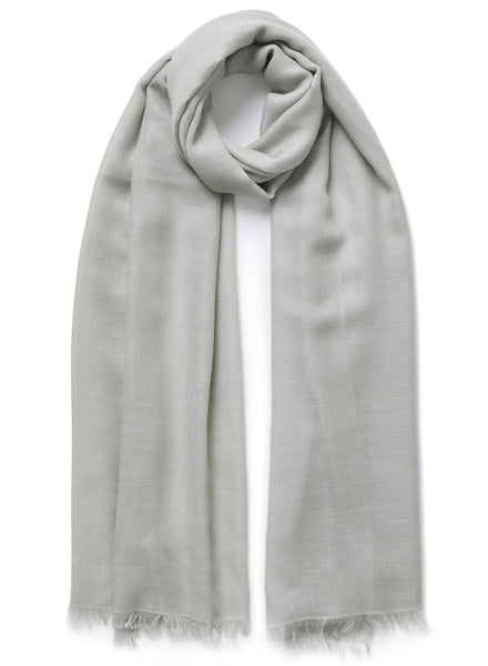 THE LÉGÈRE - Pale grey fine pure cashmere scarf - Tied