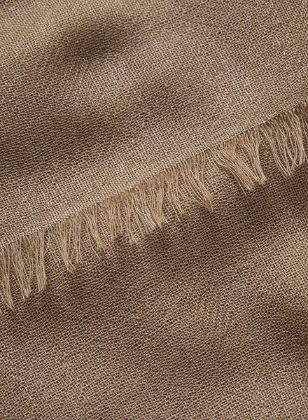 THE LÉGÈRE - Taupe fine pure cashmere scarf - Detail