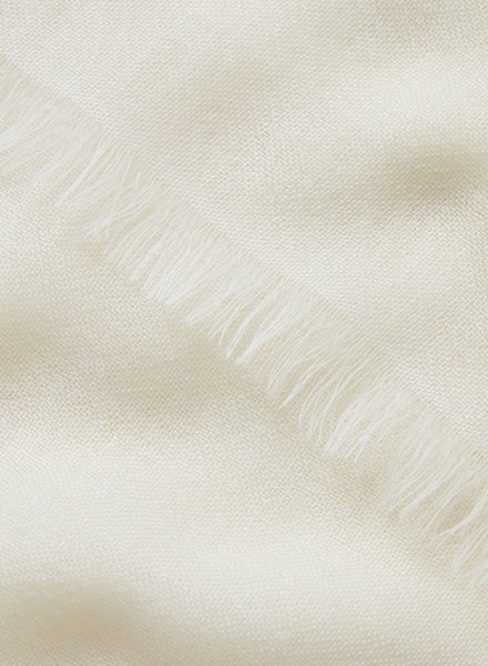 THE LÉGÈRE - White fine pure cashmere scarf - Detail