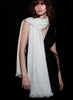 THE KRUG - White bouclé cashmere scarf with Swarovski crystals - Model