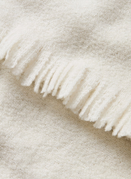 THE GLACIALE - White bouclé cashmere scarf with silver Lurex - Detail